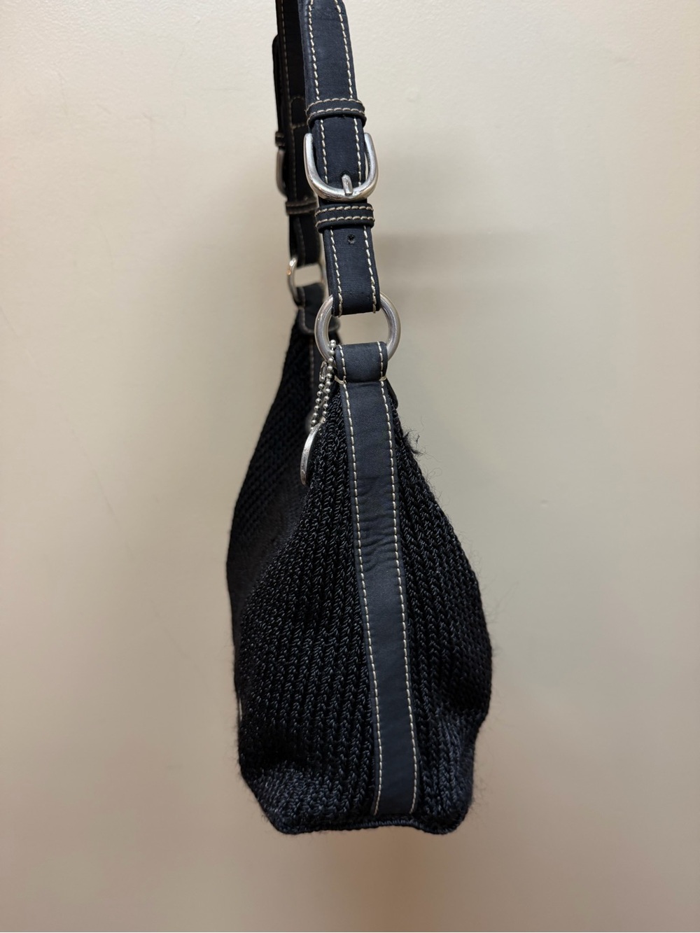 The Sak Black Woven Small Purse Crochet Knit Shoulder Baguette Shoulder Bag Y2k - Picture 5 of 8